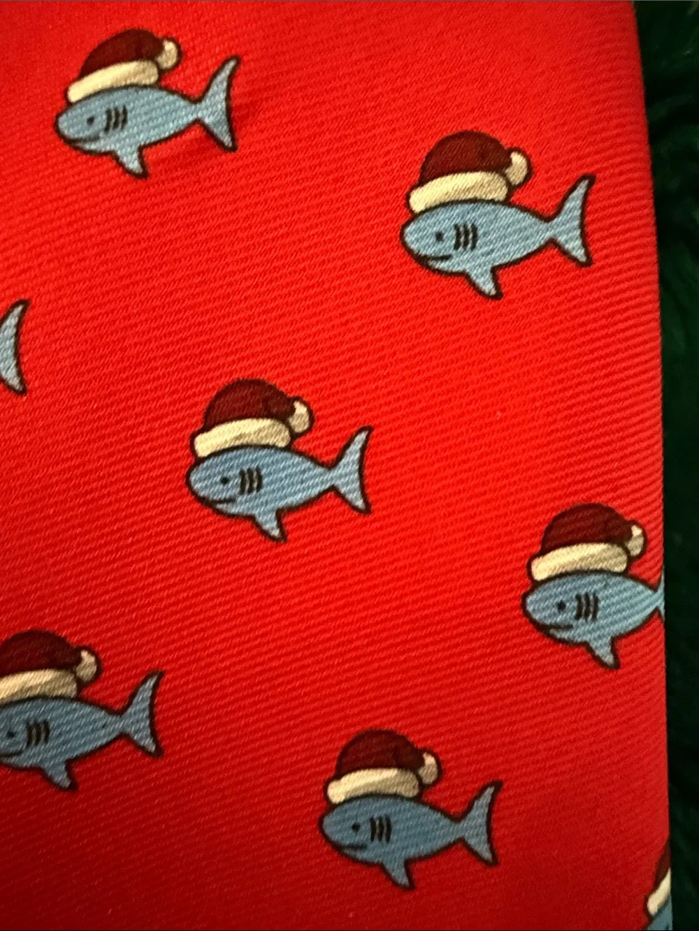 Chaps Red Tie with Blue Shark Motif